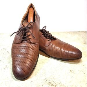 Steve Madden Elixer Brown Oxford 4 Hole Tie Front Dot Dash Pattern Size 11